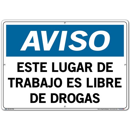 Vestil Aluminum Composite Sign, 14-1/2" Height, 20-1/2" Width, Aluminum Composite, Rectangle, Spanish SI-N-13-E-AC-130-S